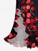 Flower Ombre Branch Print Hawaii Ruffles Split Dress -  
