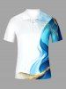 Polo zippé hawaïen Curve à imprimé dégradé pour homme - Bleu L