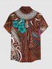 Plus Size Hibiscus Flower Ethnic Pattern Print Hawaii Button Pocket Shirt For Men -  