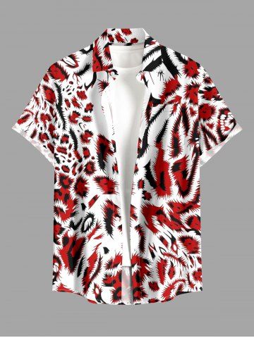 Leopard Print Hawaii Button Pocket Shirt For Men