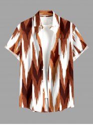 Geometric Ethnic Graphic Print Hawaii Button Pocket Shirt For Men -  