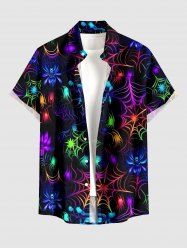 Chemise à boutons avec poche pour homme, imprimé insectes et toile d'araignée, dégradé coloré Halloween - Concorde M
