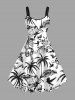 Tropical Leaf Hibiscus Flower Coconut Tree Skulls Print Matching Hawaii Beach Outfit For Couples -  