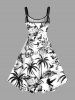 Tropical Leaf Hibiscus Flower Coconut Tree Skulls Print Matching Hawaii Beach Outfit For Couples -  