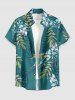 Ensemble hawaïen de plage assorti pour couples à imprimé fleurs, feuilles et branches - Turquoise Foncée 
