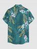 Ensemble hawaïen de plage assorti pour couples à imprimé fleurs, feuilles et branches - Turquoise Foncée 