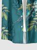 Ensemble hawaïen de plage assorti pour couples à imprimé fleurs, feuilles et branches - Turquoise Foncée 