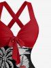 Ensemble hawaïen de plage assorti pour couple avec imprimé tropical de feuilles, fleurs d'hibiscus, ananas et cocotiers - Noir 