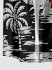 Ensemble hawaïen de plage assorti pour couple avec imprimé tropical de feuilles, fleurs d'hibiscus, ananas et cocotiers - Noir 