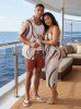 African Printed Matching Couple Outfit Curve Colorblock Hawaiian Set -  