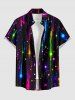 Tenue de plage hawaïenne assortie pour couple, imprimé galaxie coloré avec paillettes et rayons lumineux - Noir 