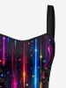 Tenue de plage hawaïenne assortie pour couple, imprimé galaxie coloré avec paillettes et rayons lumineux - Noir 
