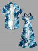 Flowers Tropical Leaf Print Matching Hawaii Beach Outfit For Couples -  