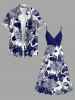 Flowers Leaf Print Matching Hawaii Beach Outfit For Couples -  