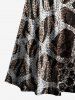 Robe maxi trapèze à épaules dénudées et lanières croisées, imprimé dégradé léopard girafe texturé, style hawaïen - marron foncé XS