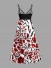 Robe trapèze à encolure croisée imprimé léopard Hawaï - Rouge 5X