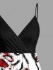 Robe trapèze à encolure croisée imprimé léopard Hawaï - Rouge 5X