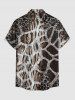 Chemise hawaïenne homme à boutons et poche, imprimé texturé léopard girafe ombré - marron foncé 2XL