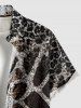 Chemise hawaïenne homme à boutons et poche, imprimé texturé léopard girafe ombré - marron foncé 2XL