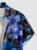 Chemise hawaïenne à imprimé fleurs et feuilles, avec boutons et poche, pour homme - Bleu 6XL
