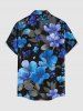 Chemise hawaïenne à imprimé fleurs et feuilles, avec boutons et poche, pour homme - Bleu 6XL