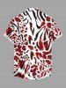 Chemise hawaïenne à imprimé léopard pour homme, boutonnée avec poche - Rouge M