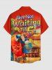 Parrot Coconut Tree Bar Seascape Print Buttons Pocket Hawaii Shirt For Men -  