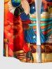 Parrot Coconut Tree Bar Seascape Print Buttons Pocket Hawaii Shirt For Men -  