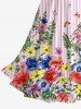 Robe débardeur hawaïenne twist à imprimé fleurs, feuilles, papillons et rayures - Rose clair S