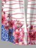 Flowers Leaf Leopard Print Buttons Pocket Hawaii Shirt For Men -  