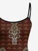 Robe ajustée hawaïenne à imprimé ethnique fleurs et zigzag - Café profond XXS