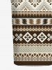 Robe ajustée hawaïenne à imprimé ethnique fleurs et zigzag - Café profond XXS