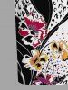 Robe ajustée hawaïenne à imprimé colorblock fleurs léopard - Noir 6X