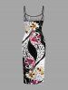 Robe ajustée hawaïenne à imprimé colorblock fleurs léopard - Noir 6X