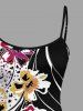 Robe ajustée hawaïenne à imprimé colorblock fleurs léopard - Noir 6X