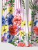 Chemise hawaïenne pour homme à imprimé fleurs, feuilles, papillons et rayures, avec boutons et poche - Rose clair 5XL