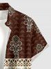 Flowers Zig Zag Ethnic Print Buttons Pocket Hawaii Shirt For Men -  