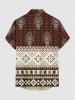 Flowers Zig Zag Ethnic Print Buttons Pocket Hawaii Shirt For Men -  