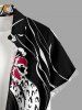 Chemise hawaïenne pour homme, imprimé fleurs léopard colorblock, à boutons et poche - Noir 2XL