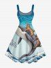 Robe débardeur hawaïenne à imprimé baleine, chat et vagues de mer (bretelles réglables) - Pers 5X