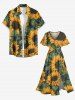 Robe midi hawaïenne à fente à imprimé feuilles de tournesol - Deep Yellow XXS