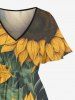 Robe midi hawaïenne à fente à imprimé feuilles de tournesol - Deep Yellow XXS