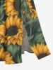 Robe midi hawaïenne à fente à imprimé feuilles de tournesol - Deep Yellow XXS