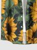 Sunflower Leaf Print Buttons Pocket Hawaii Shirt For Men -  