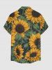 Sunflower Leaf Print Buttons Pocket Hawaii Shirt For Men -  