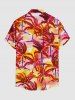Chemise hawaïenne pour homme à imprimé cocotier et ciel coloré, avec boutons et poche - Rouge 6XL