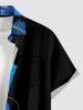 Chemise hawaïenne homme à boutons et poche, motif fleurs et feuilles pailletées en impression 3D - Bleu 6XL