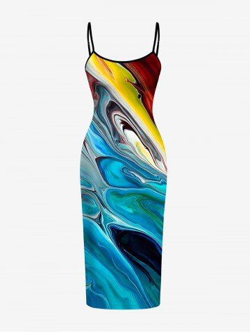 Mable Robe ajustée hawaïenne à imprimé Ocean Current - LAKE BLUE - 5X