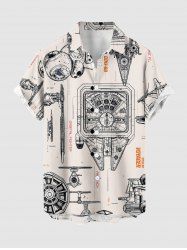 Air Ship Engineer Voyager Stellar Chemise hawaïenne pour homme à imprimé, boutons et poche - Champagne 6XL