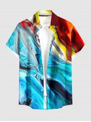Chemise hawaïenne Mable pour homme à imprimé courant océanique, à boutons et avec poche - Pers 6XL